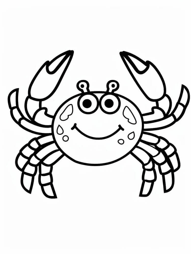 Desenho de um Caranguejo Feliz para Colorir e Pintar