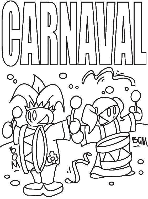 Desenho de Carnaval Download para Imprimir e Colorir e Pintar