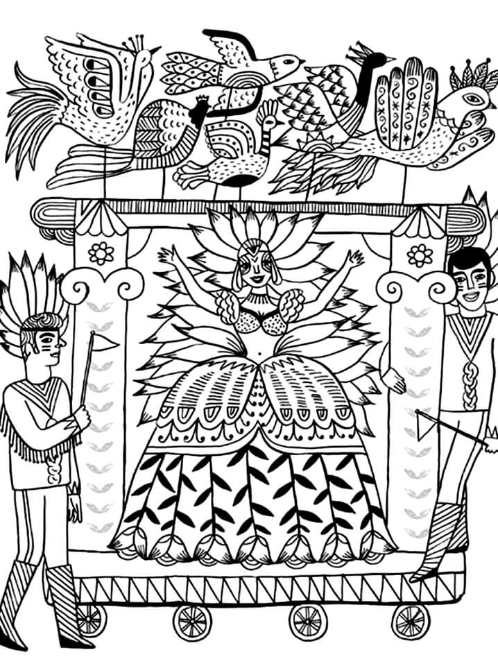 Desenho de Carnaval Imprimivel Grátis para Colorir e Pintar