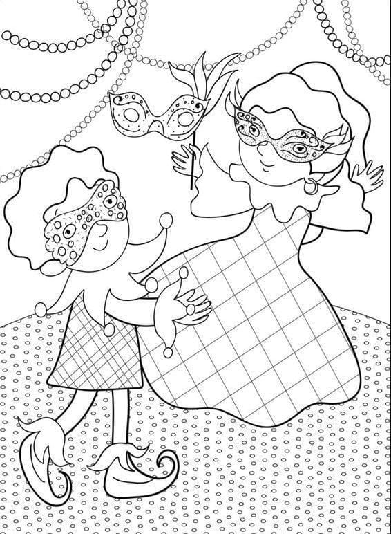 Desenho de Carnaval Imprimivel Pdf para Colorir e Pintar