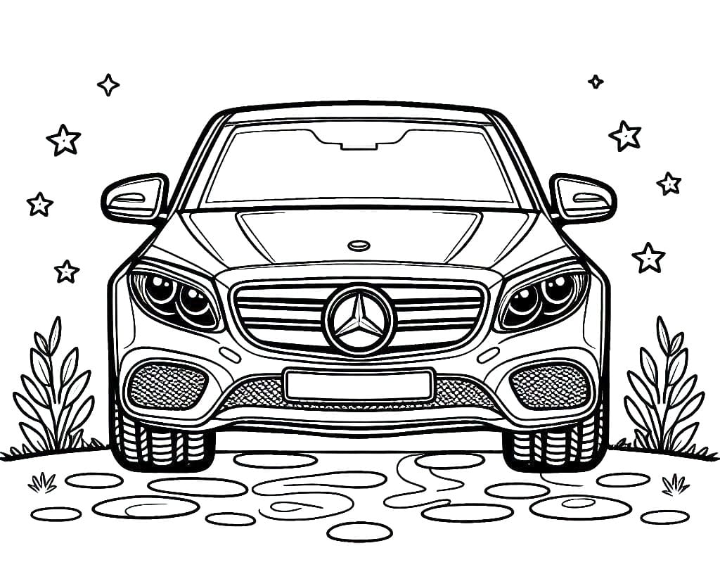 Desenhos de um Mercedes para Colorir e Pintar