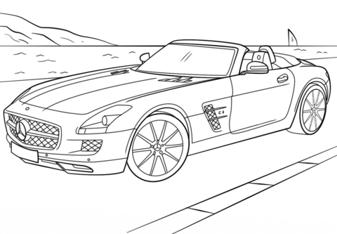 Desenho de Mercedes Benz Sls Amg Gt para Colorir Pdf e Pintar