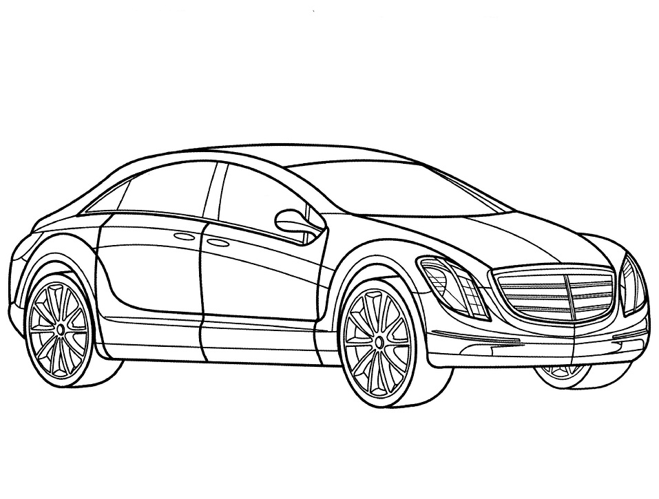 Desenho de Mercedes e 700 para Colorir e Pintar