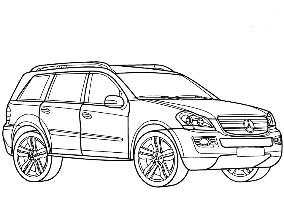 Desenho de Mercedes Gl Class para Colorir e Pintar