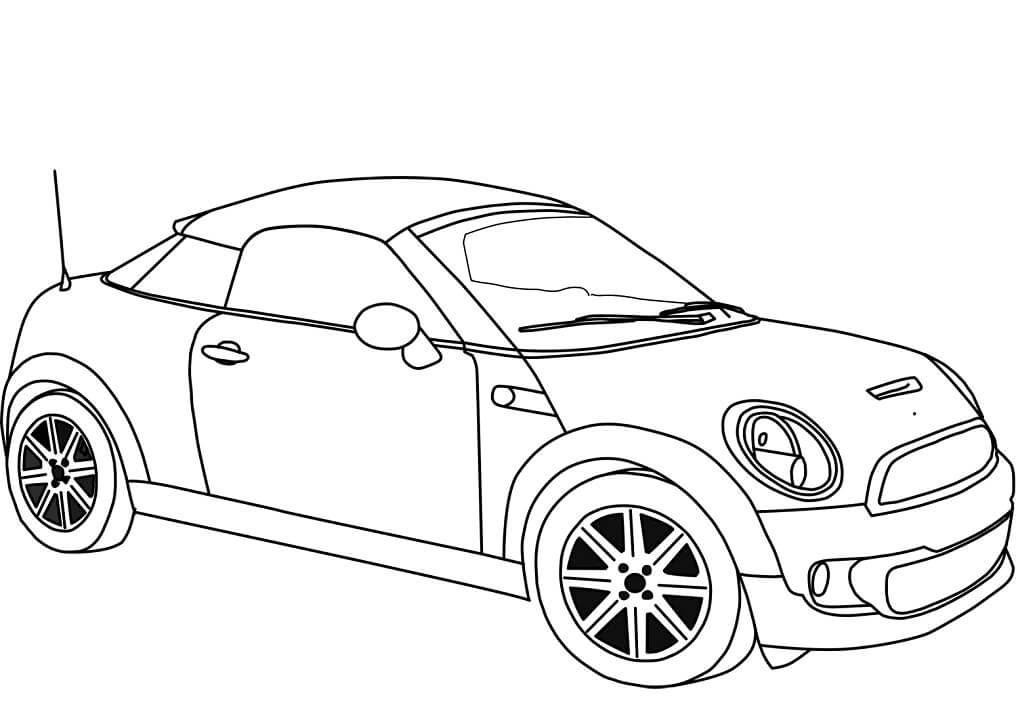 Desenho de Carro Mini Cooper Coupe para Colorir e Pintar