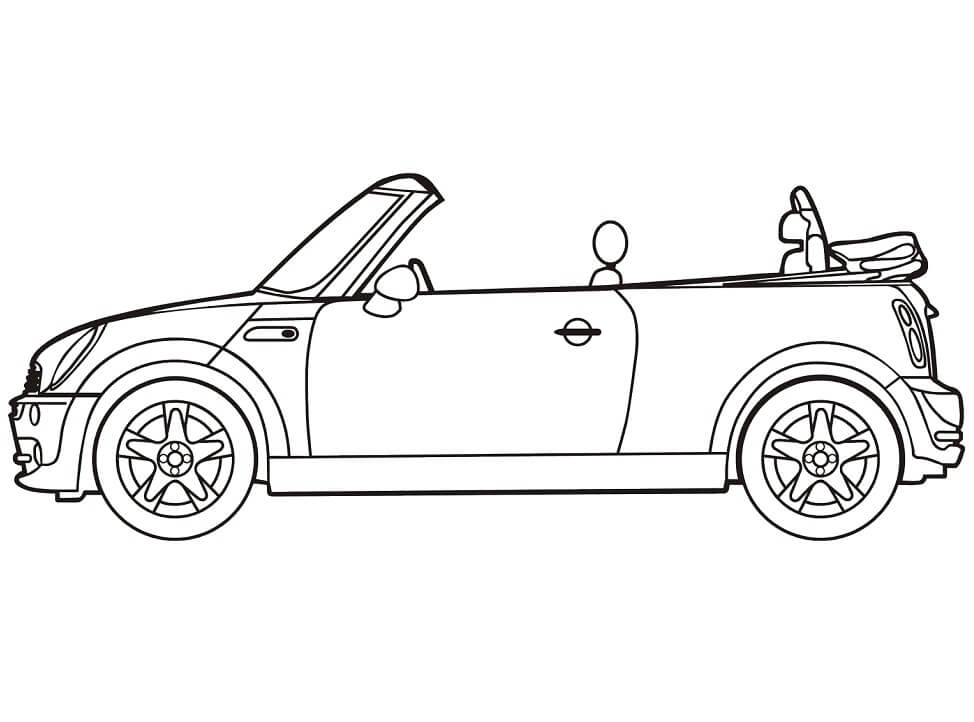 Desenho de Mini Cooper Conversível para Colorir e Pintar