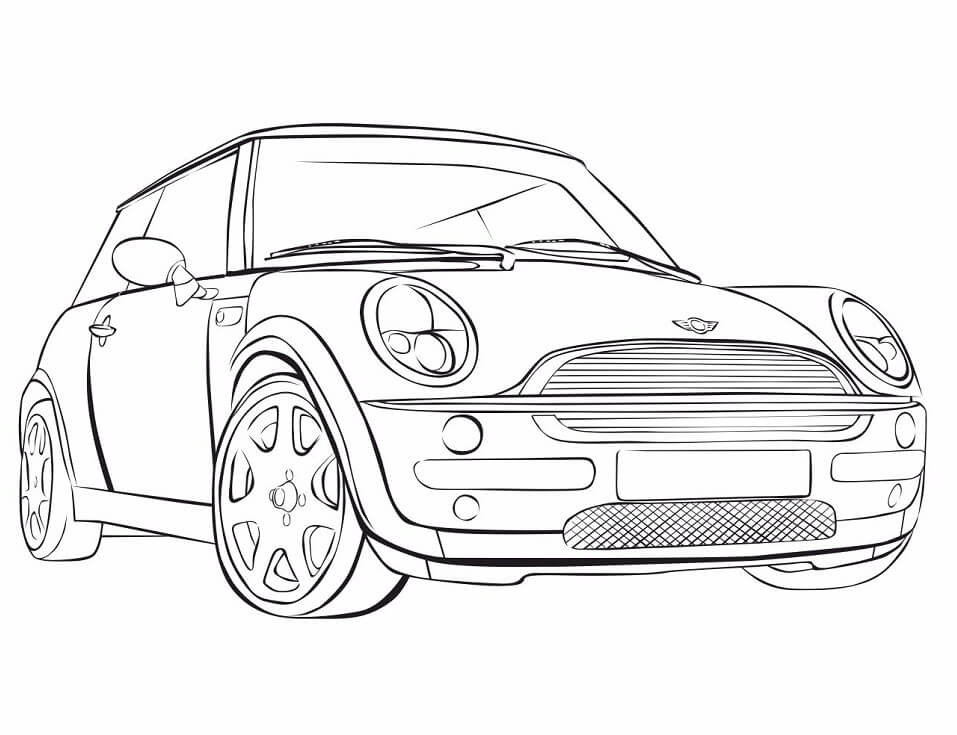 Desenho Imprimivel de Carro Mini Cooper para Colorir e Pintar