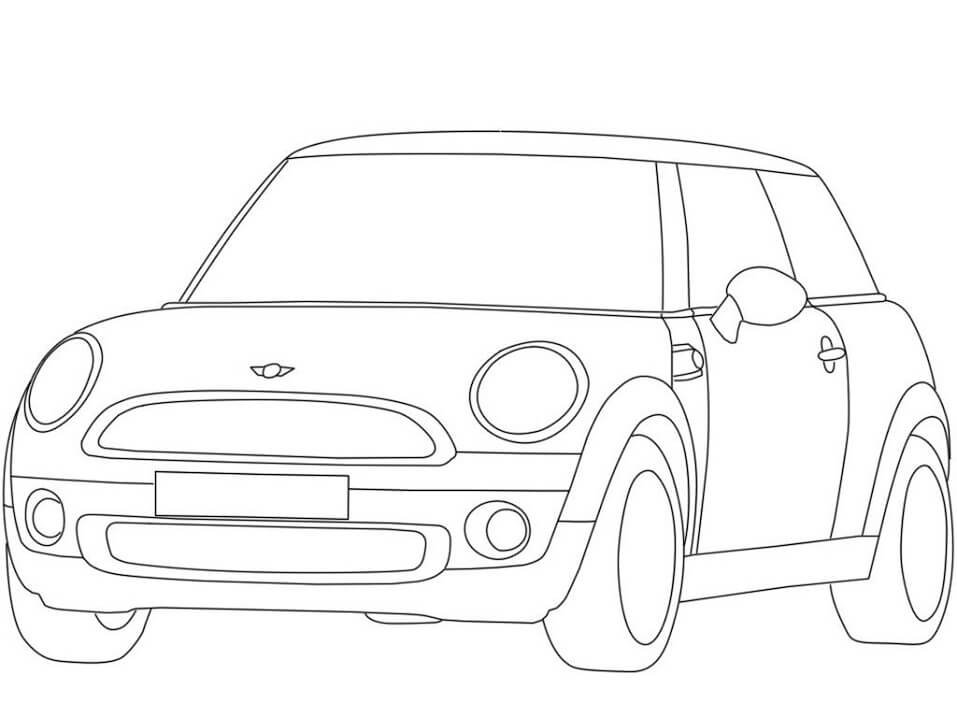 Desenho Pdf de Veículo Mini Cooper para Colorir Grátis e Pintar