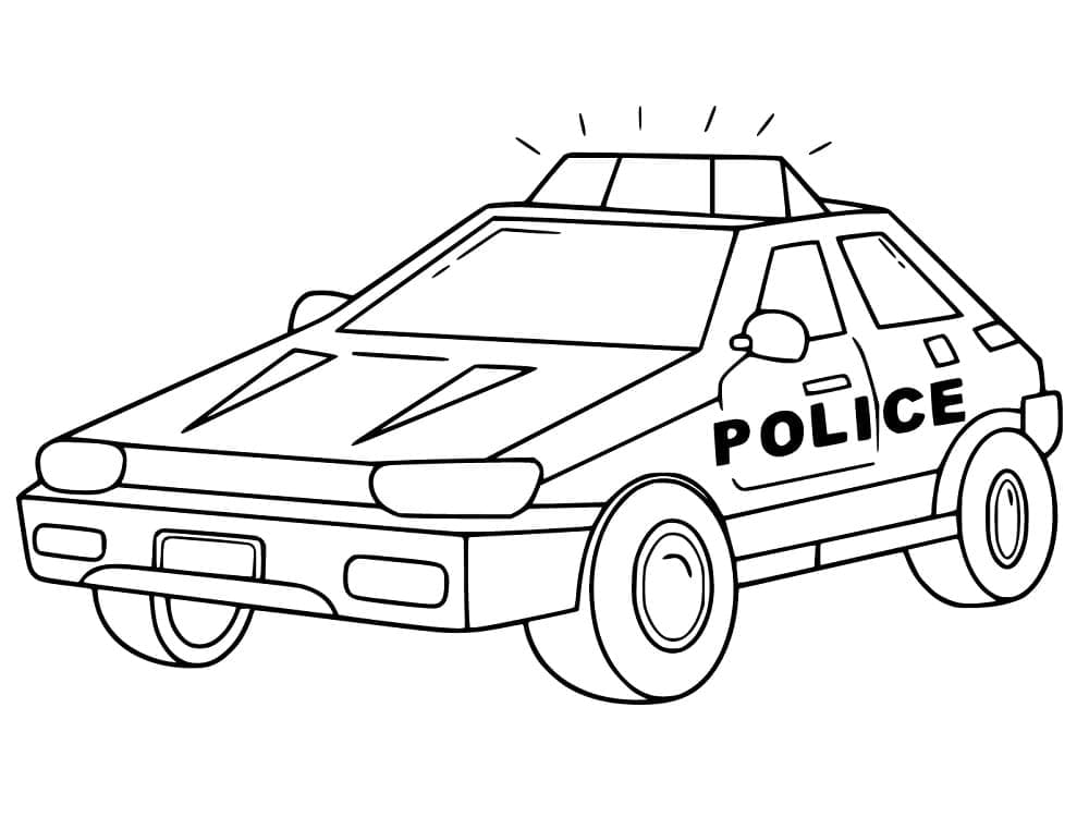 Desenho de Belo Carro de Polícia para Colorir e Pintar