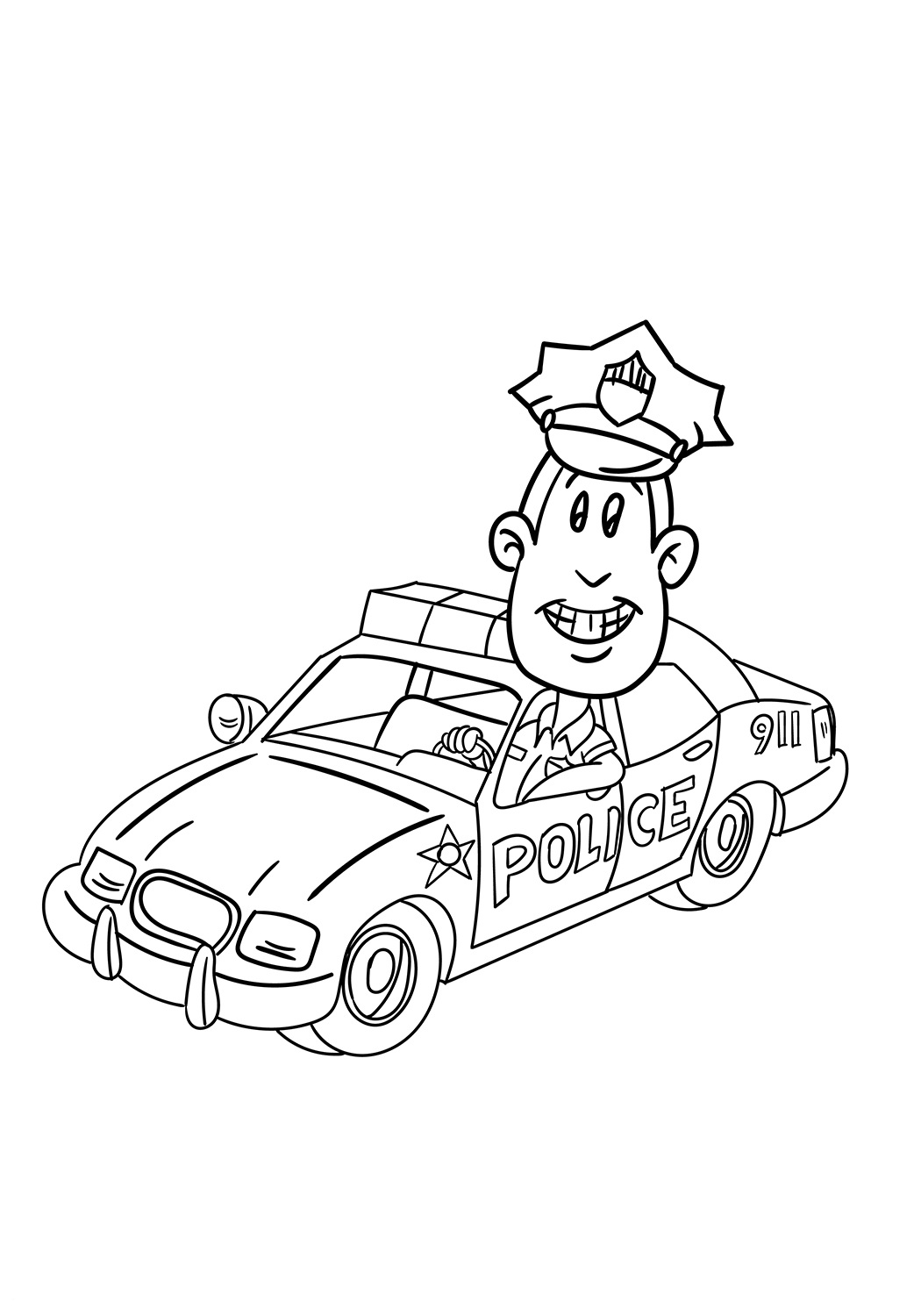 Desenho de Carro de Polícia Antigo para Colorir Pdf e Pintar