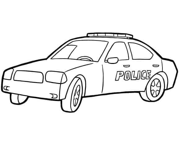 Desenho de Carro de Polícia Básico para Colorir e Pintar