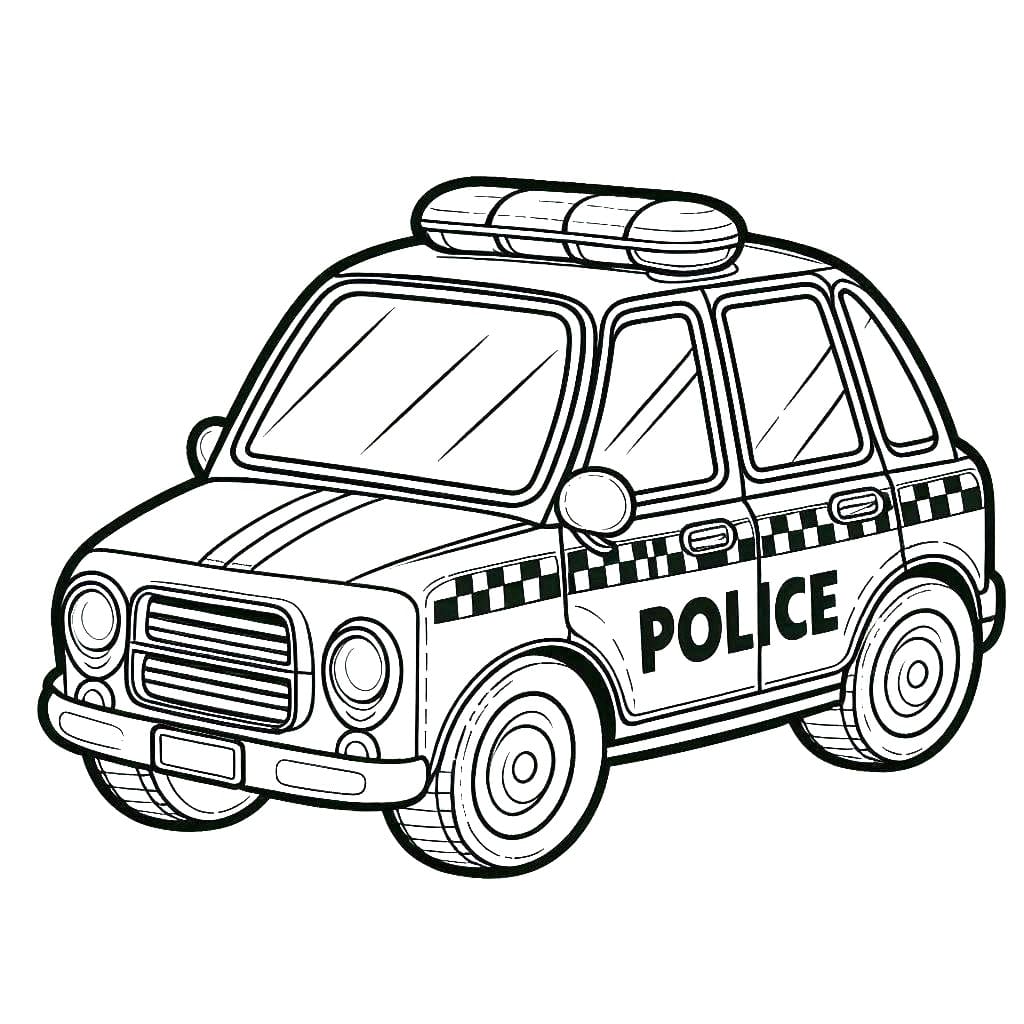 Desenho de Carro de Polícia Bonito para Colorir Pdf e Pintar