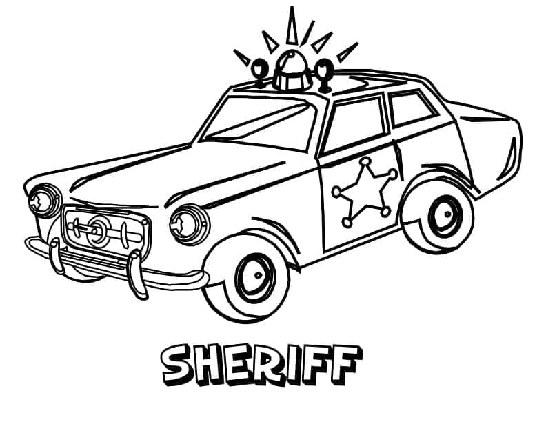 Desenho de Carro de Polícia do Xerife para Colorir e Pintar