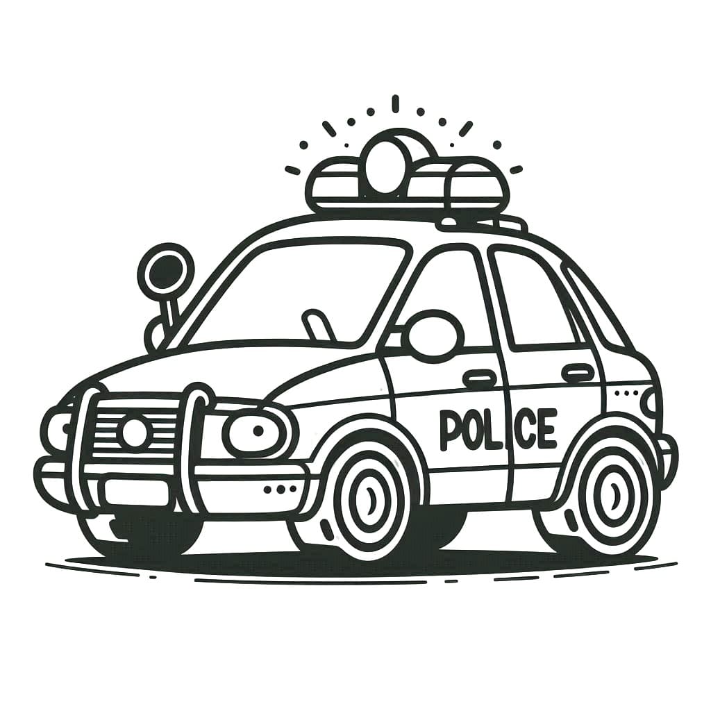 Desenho de Carro de Polícia em Perseguição para Imprimir e Pintar