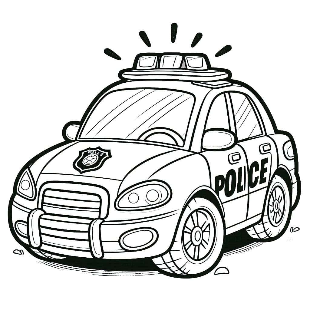 Desenho de Carro de Polícia Imprimivel Download e Pintar