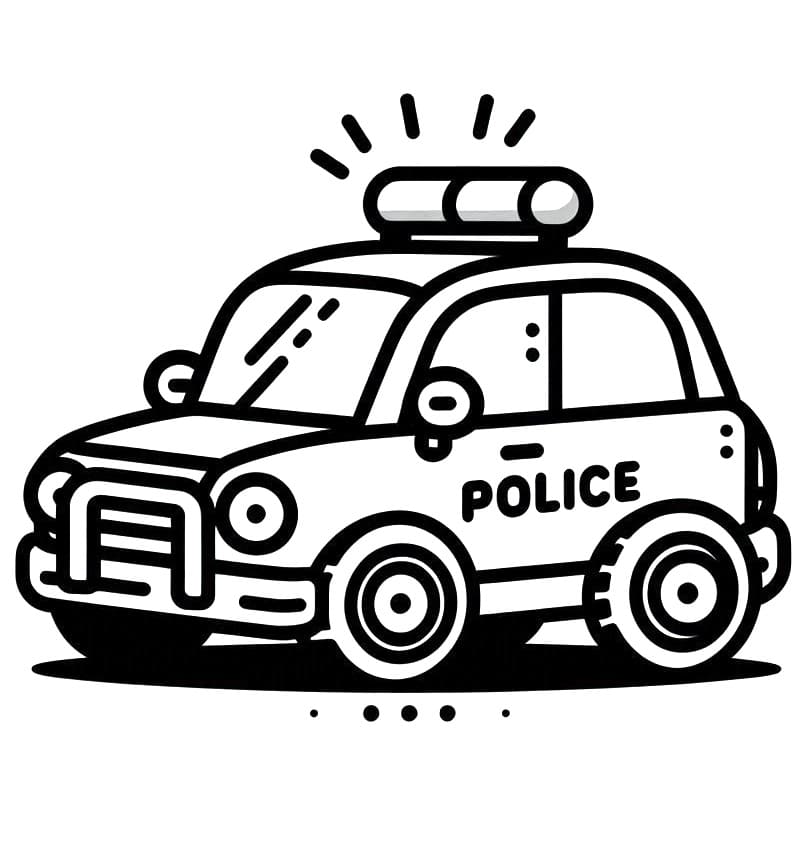 Desenho de Carro de Polícia Infantil para Imprimir e Pintar