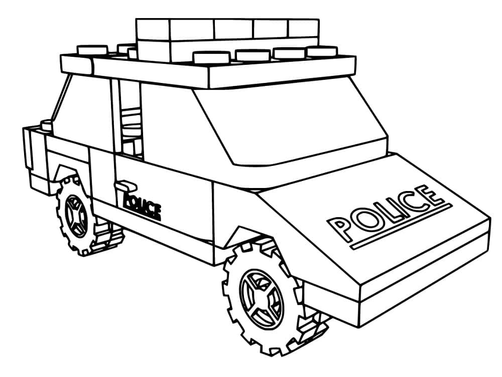 Desenho de Carro de Polícia Lego para Colorir e Pintar
