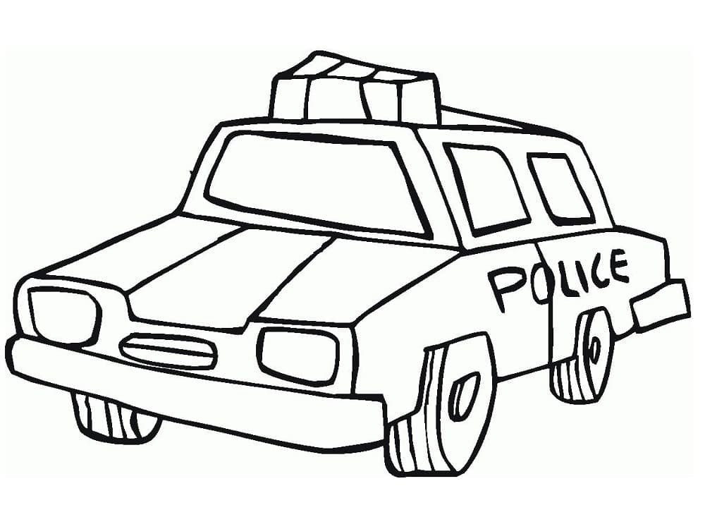 Desenho de Carro de Polícia Normal para Colorir e Pintar