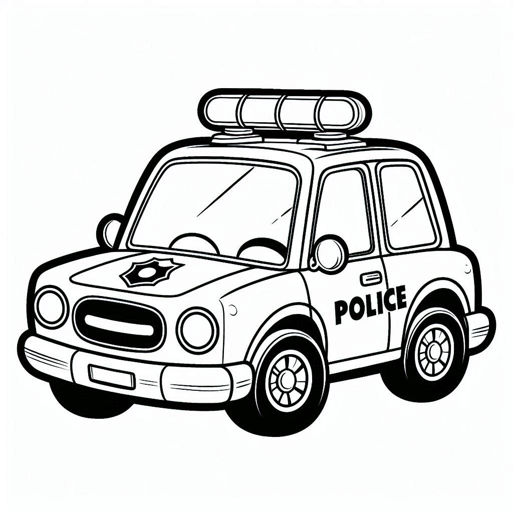 Desenho de Carro de Polícia Novo Modelo para Imprimir e Pintar