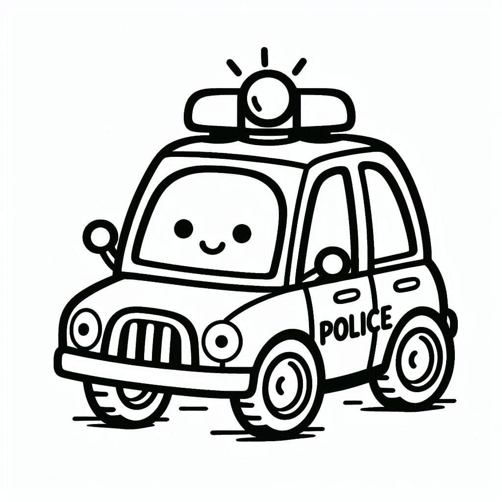 Desenho de Carro de Polícia para Colorir Pdf e Pintar
