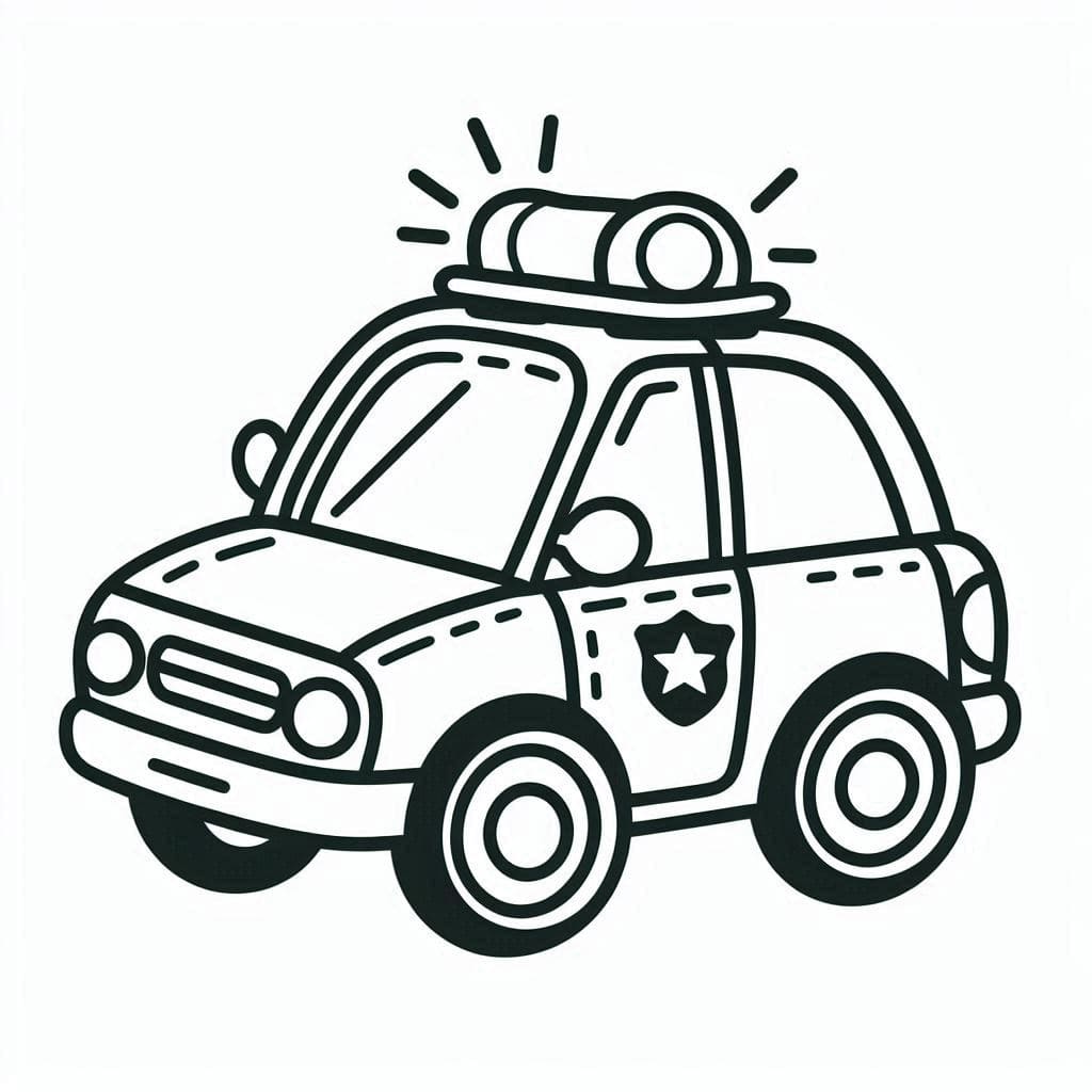 Desenho de Carro de Polícia para Pintar Giz de Cera
