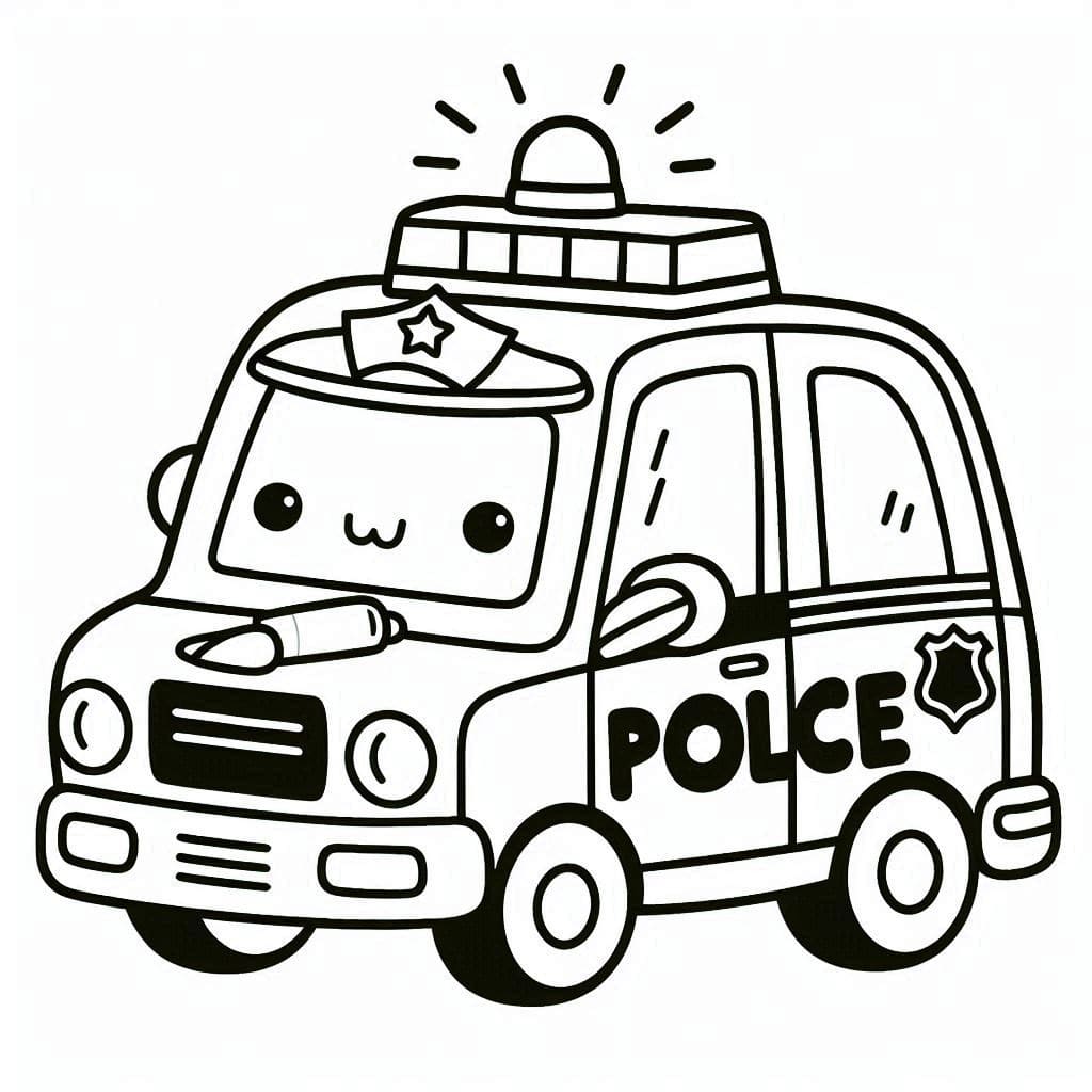 Desenho de Carro de Polícia Pequeno para Imprimir e Pintar