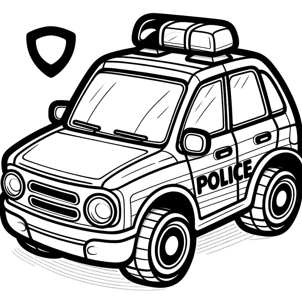 Desenho de Carro de Polícia Realista para Colorir e Pintar