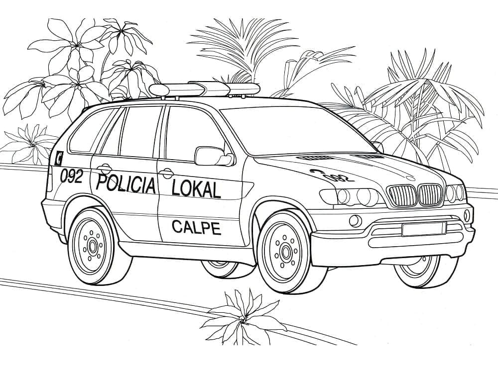 Desenho de Carro de Polícia Suv para Colorir e Pintar
