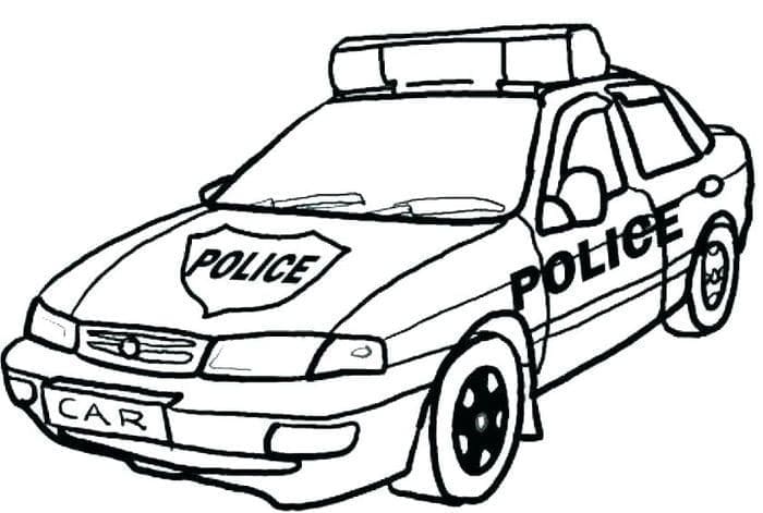 Desenho de um Carro de Polícia para Colorir e Pintar