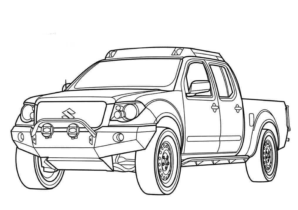 Desenho de Caminhonete Suzuki Equator para Colorir e Pintar