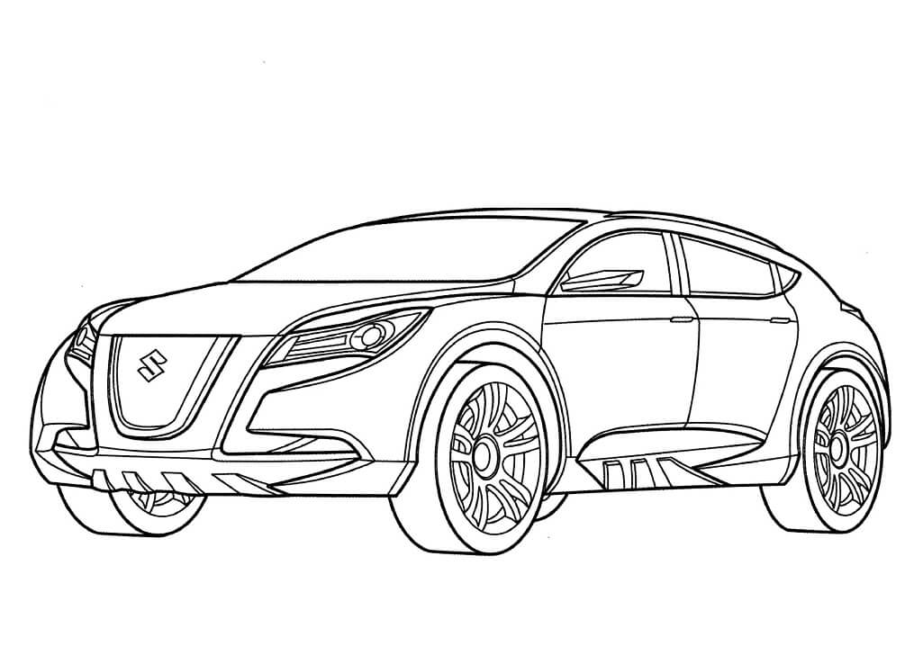 Desenho de Carro Suzuki Kizashi para Colorir em Pdf e Pintar
