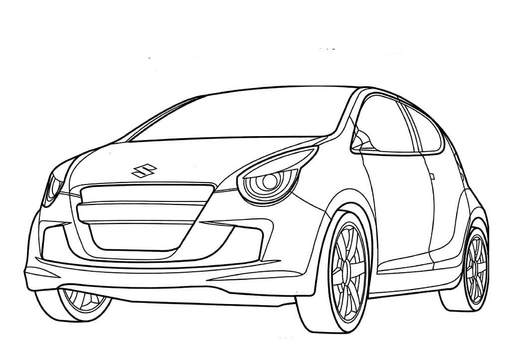 Desenho de Veículo Suzuki Alto para Colorir e Pintar