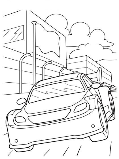 Desenho de Carro Automóvel Grátis para Colorir e Pintar
