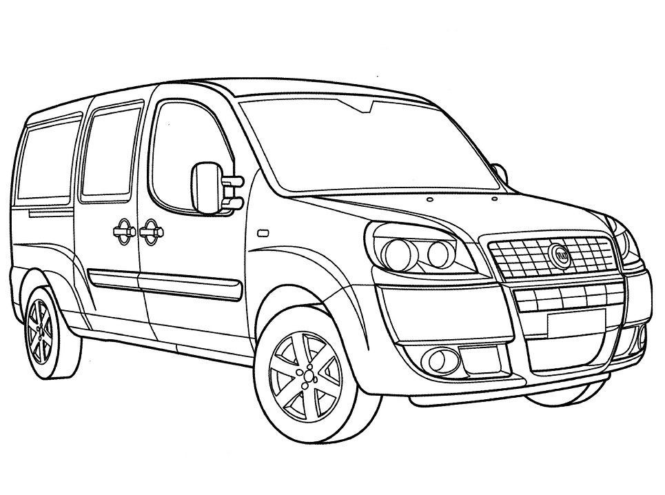 Desenho de Fiat Doblo para Colorir e Pintar
