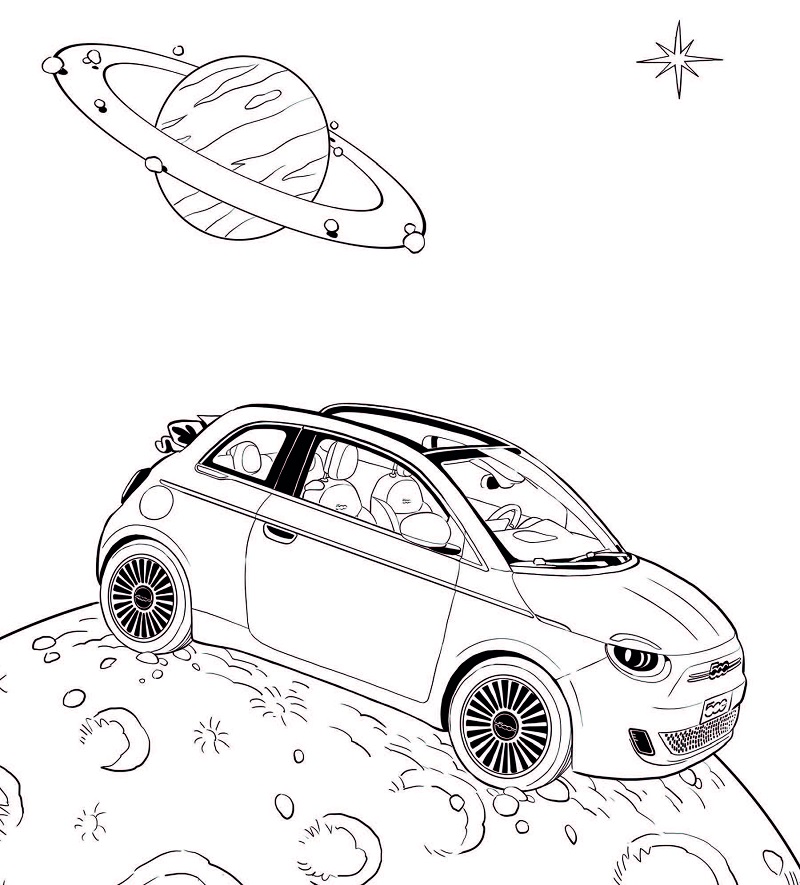 Desenho de Foto de Carro Fiat para Colorir e Pintar