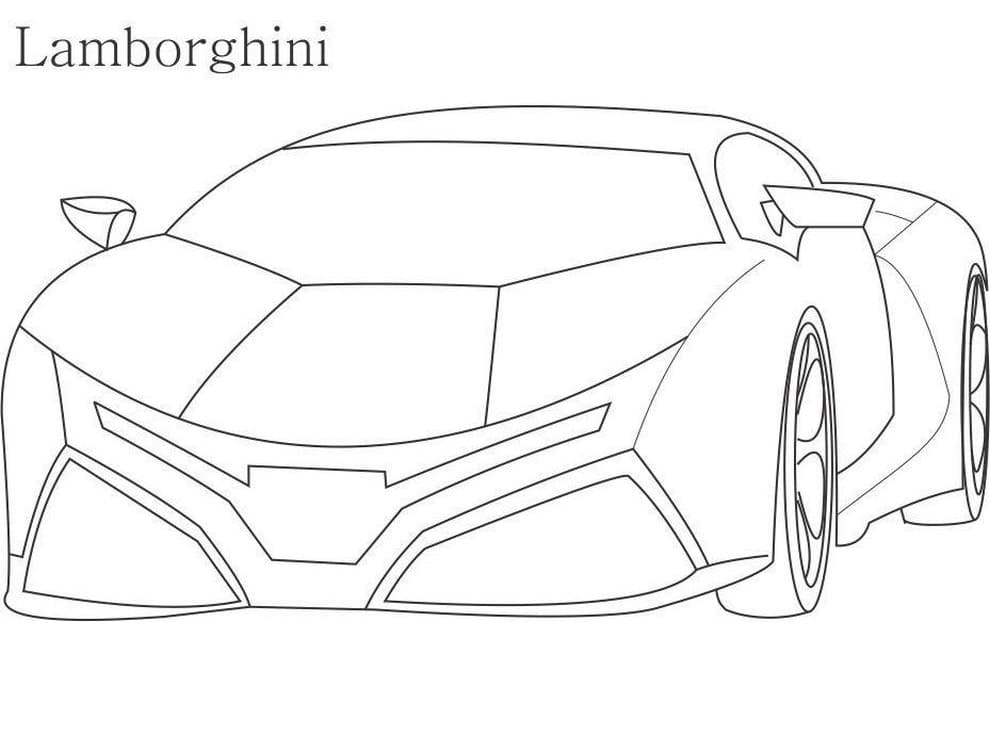 Desenho de Lamborghini para Crianças de 1 Ano para Colorir e Pintar