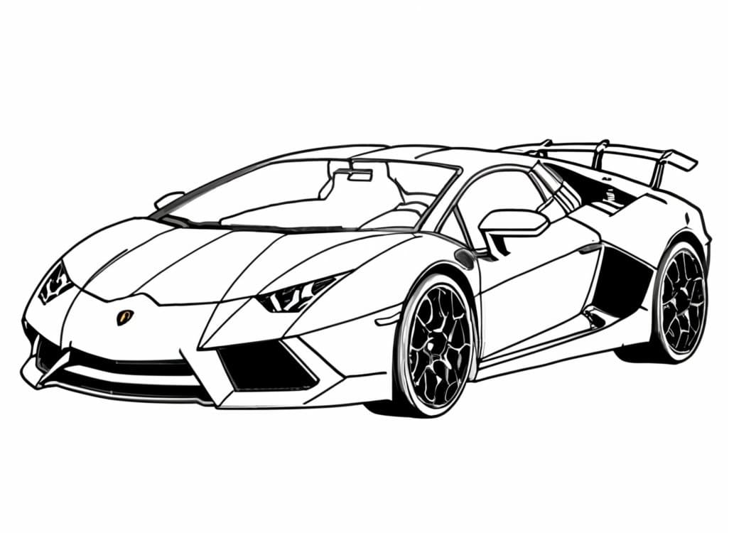 Desenho de Lamborghini para Crianças de 2 Anos para Colorir e Pintar