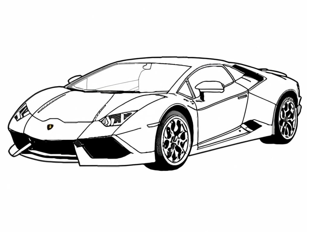 Desenho de Lamborghini para Crianças de 3 Anos para Colorir e Pintar