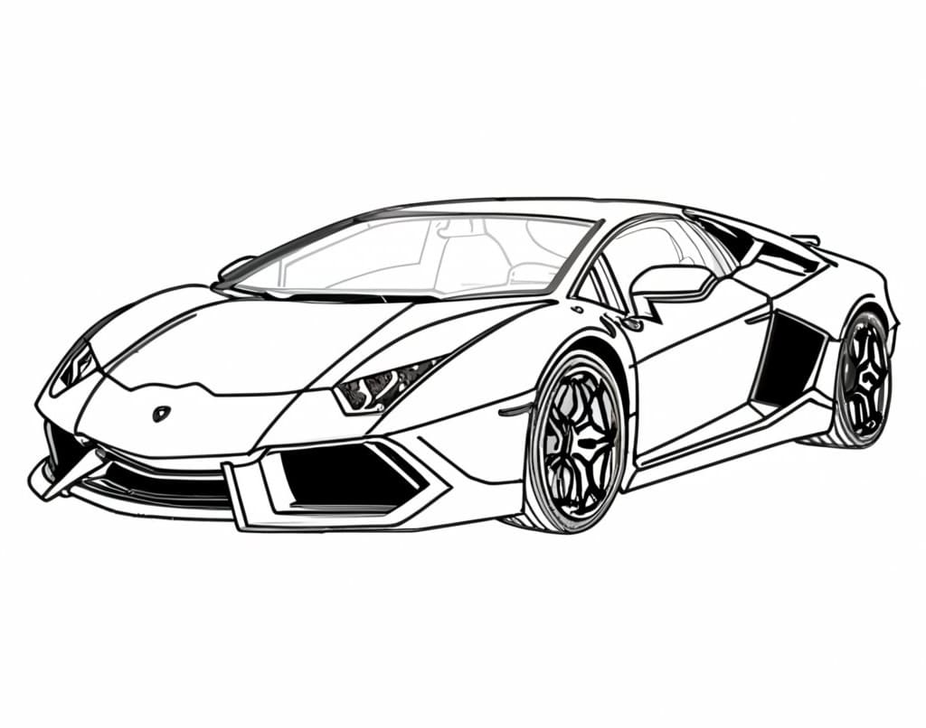 Desenho de Lamborghini para Crianças de 4 Anos para Colorir e Pintar