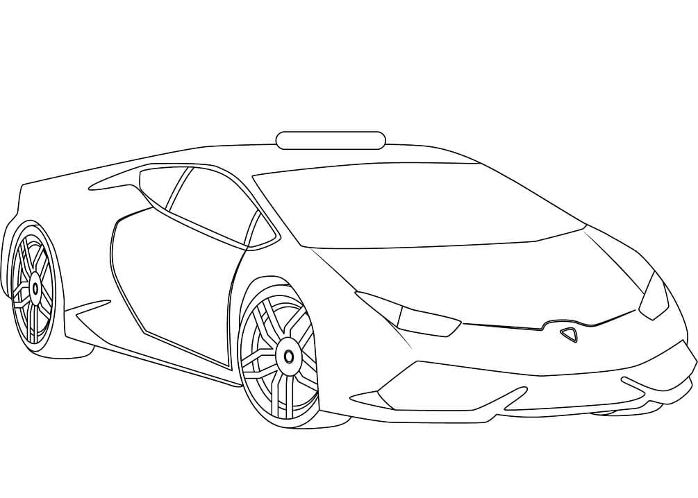 Desenho Lamborghini Carro de Polícia para Colorir e Pintar
