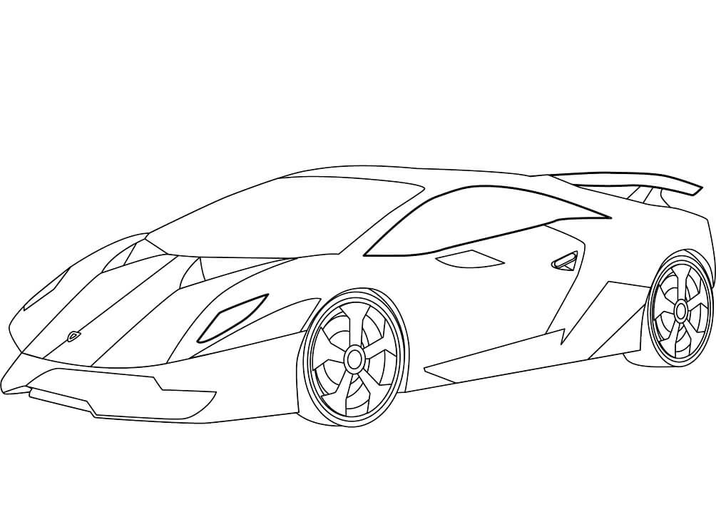 Desenho Lamborghini Sesto Elemento para Colorir e Pintar