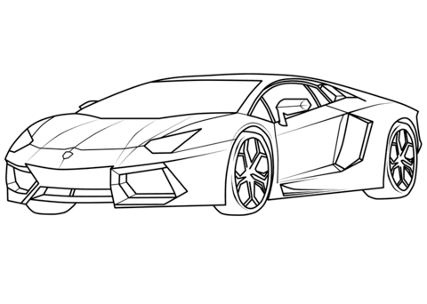 Desenho Pdf de Lamborghini Aventador para Imprimir e Colorir e Pintar