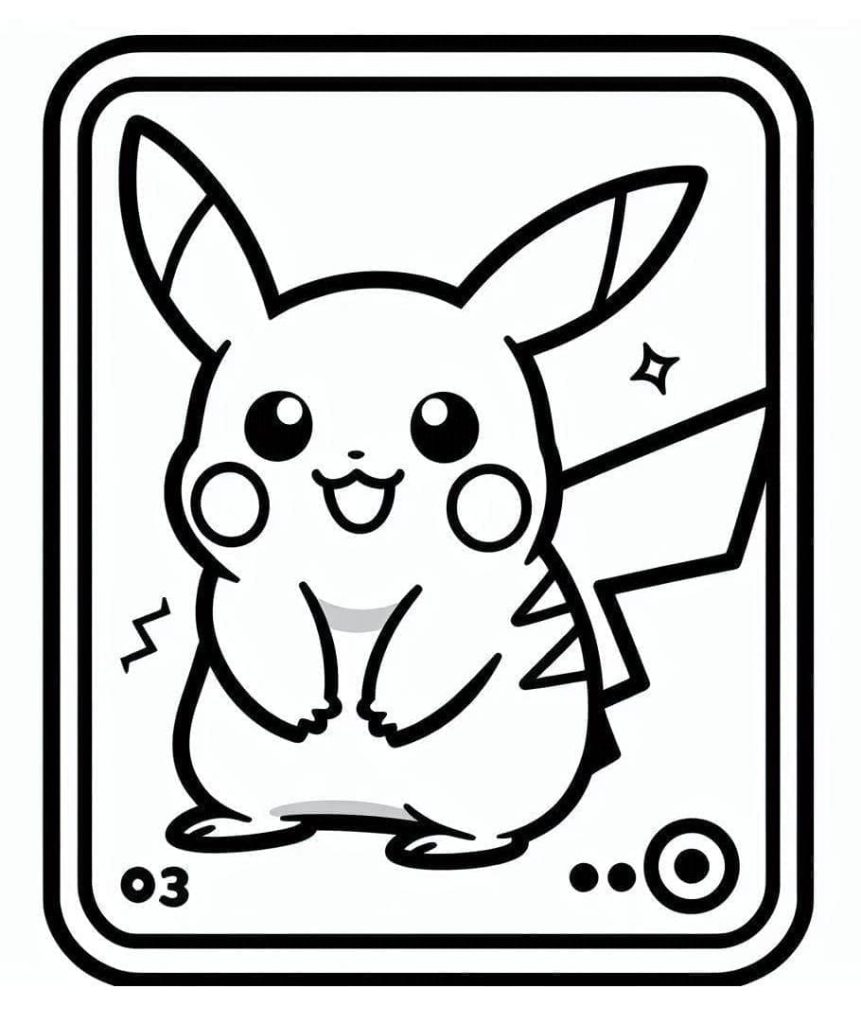 Desenho de Carta Pokemon Pikachu para Colorir