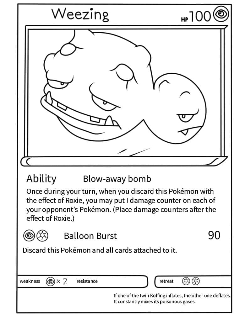 Desenho de Carta Pokemon Weezing para Colorir