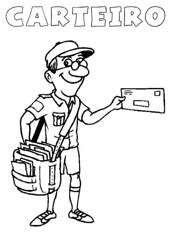 Desenho Carteiro Feliz para Colorir e Pintar