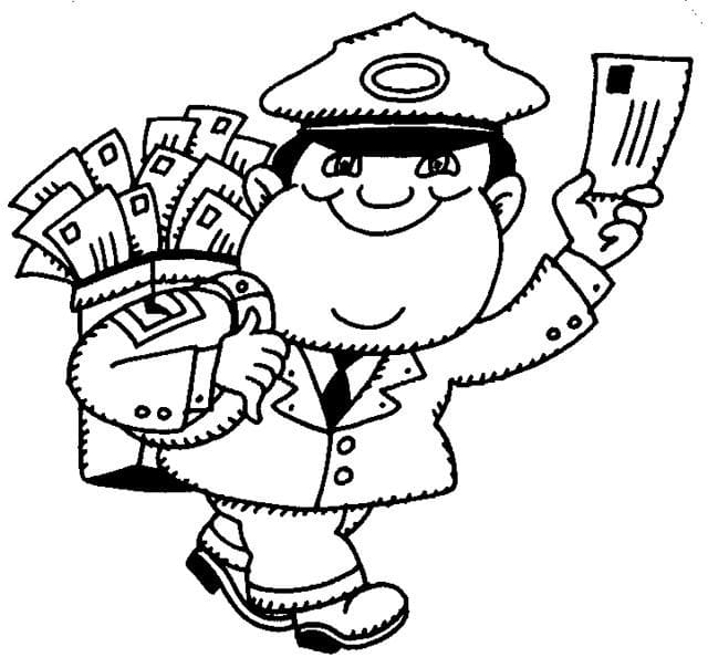 Desenho de Carteiro para Colorir Pdf e Pintar