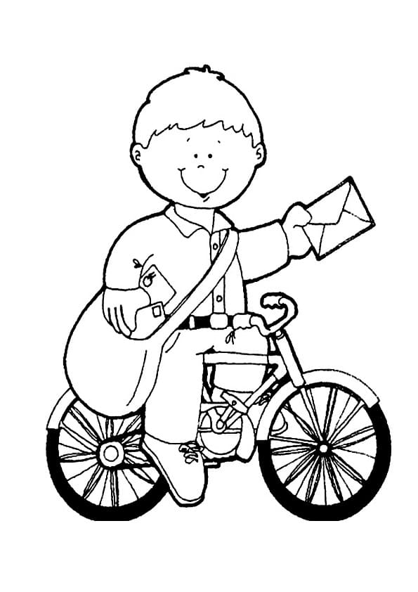 Desenho Menino Carteiro para Colorir e Pintar