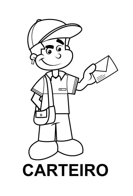 Desenho um Carteiro para Colorir e Pintar