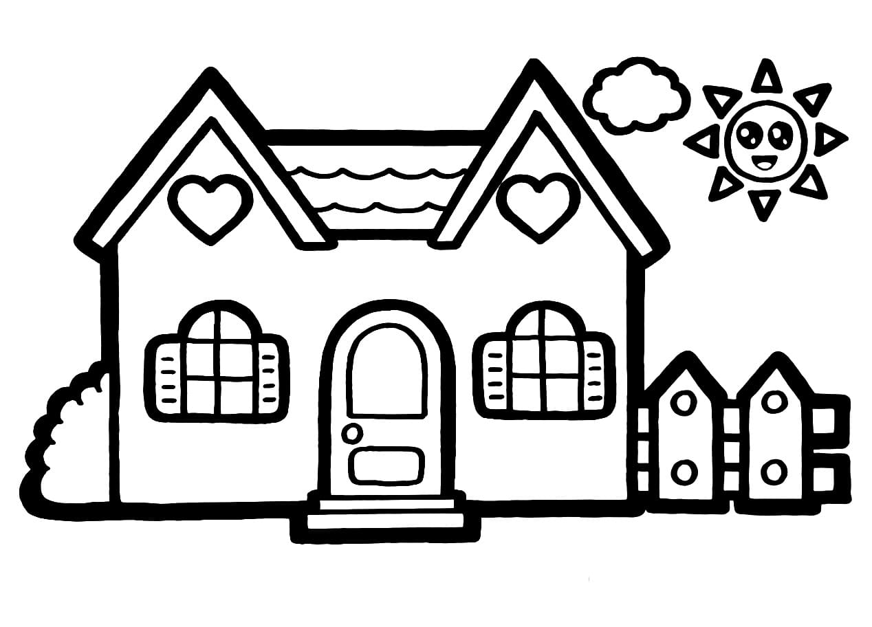 Desenho de Casa Básica para Colorir e Pintar