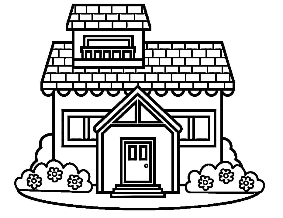 Desenho de Casa Bonita para Colorir e Pintar